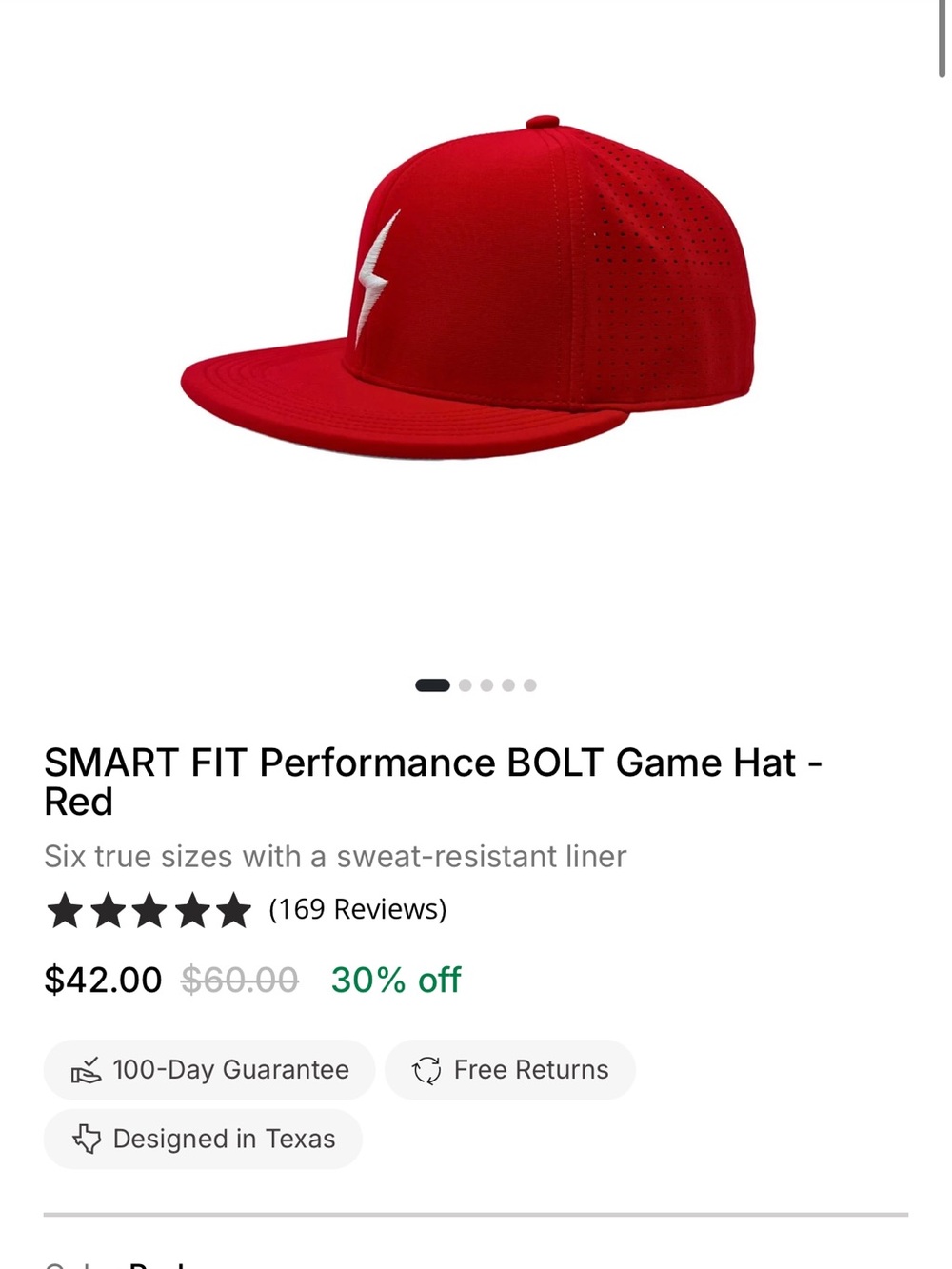 SMART FIT Performance BRUCE BOLT Game Hat - Red